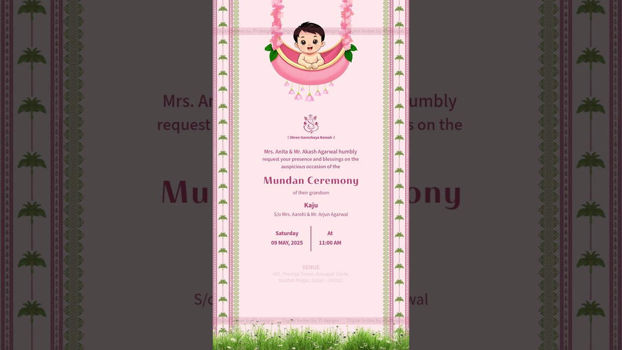 Traditional Gold Mundan Sanskar Invite