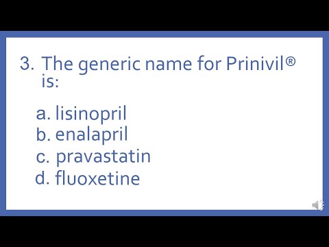 Top 200 Drugs Practice Test Question - The generic name for Prinivil is: