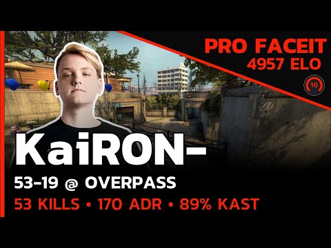 KaiR0N- 53 KILLS ON FACEIT🔥 (OVERPASS) FACEIT LVL 10 / CSGO POV / Jul 5, 2023