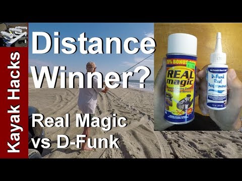 D-Funk fishing line conditioner vs Real Magic fishing line conditioner - Distance casting test