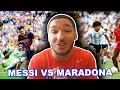 LIONEL MESSI VS DIEGO MARADONA ● Dribbling & Skills || Reaction (WHO IS THE BEST?!)