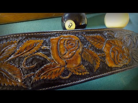 Well-Hung "The Gunfighter"  Hand-Carved / Tooled Leather Cowboy Grunge guitar strap, padded image 12