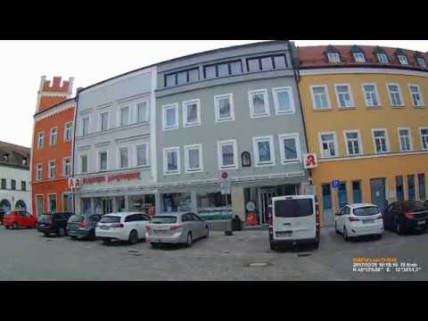 D: Kreisstadt Cham. Landkreis Cham. Fahrt durch die Stadt. Februar 2017