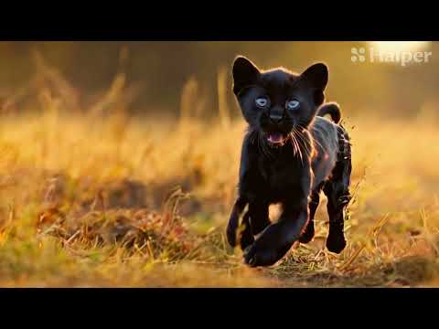 little black panthea runs across the field