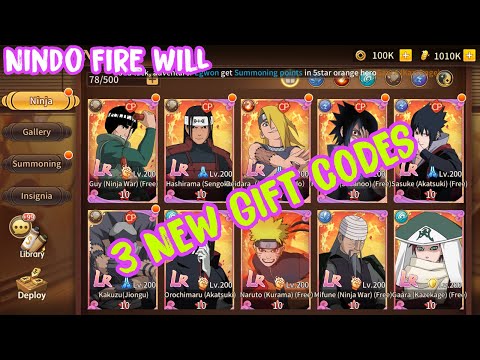 Nindo Fire Will & 3 New Giftcodes - Free  New LR Sasuke,LR Orochimaru & Hashirama & Kakuzu
