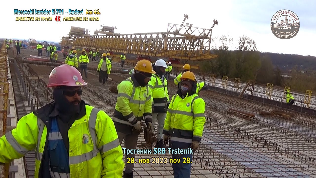 MORAVSKI KORIDOR E-761 km 48. u 4K: ARMATURA i RADNICI – prepust na mostu L=735,05 m, 28. nov 2023.