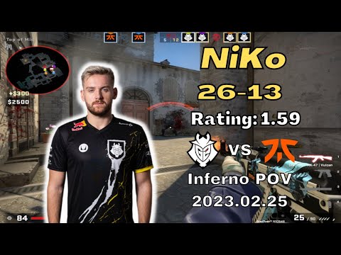 CSGO POV | NiKo (26-13) vs Fnatic (inferno) | EPL S17 | Feb 25, 2023