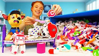 Alles in Ordnung mit der Paw Patrol. Marshall ist krank. Spielzeug Video mit Irene