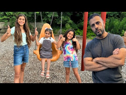 Teaching my Daughters Deema and Sally to Play and share rides at the playground |Fair Play for Kids