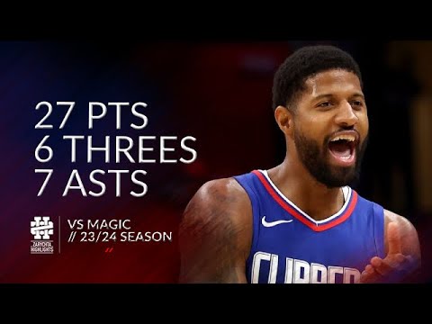 Paul George 27 pts 6 threes 7 asts vs Magic 23/24 season