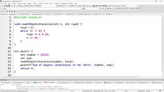 Iterative function to calculate the sum of digits (call by reference)