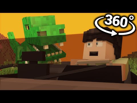 360° VR Video || Jurassic World - Minecraft Animation