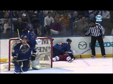 Barret Jackman iffy boarding call. Feb 23 2013 Columbus Blue Jackets vs St. Louis Blues NHL Hockey