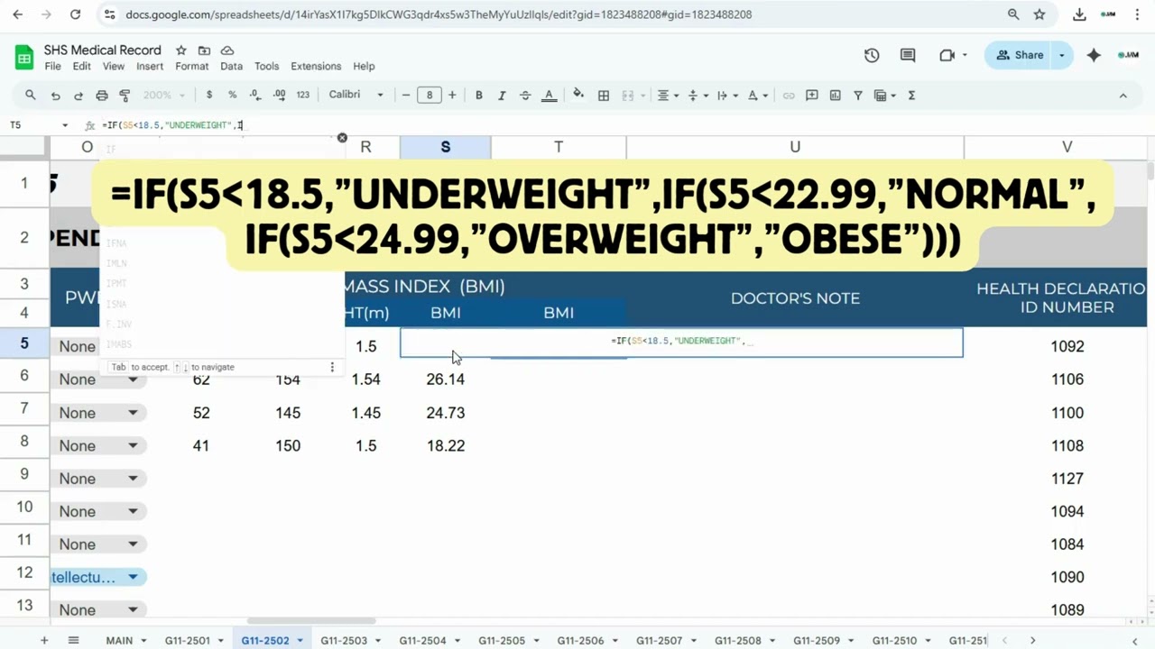 📊 Excel Made Easy: Automatic BMI Calculator with Interpretation