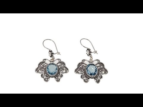 Ottoman Silver Jewelry 8ctw Blue Topaz Filigree Butterfl...