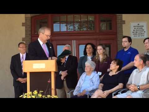 Retiring Worcester crossing Guard Shirley Whman receives the key to the city