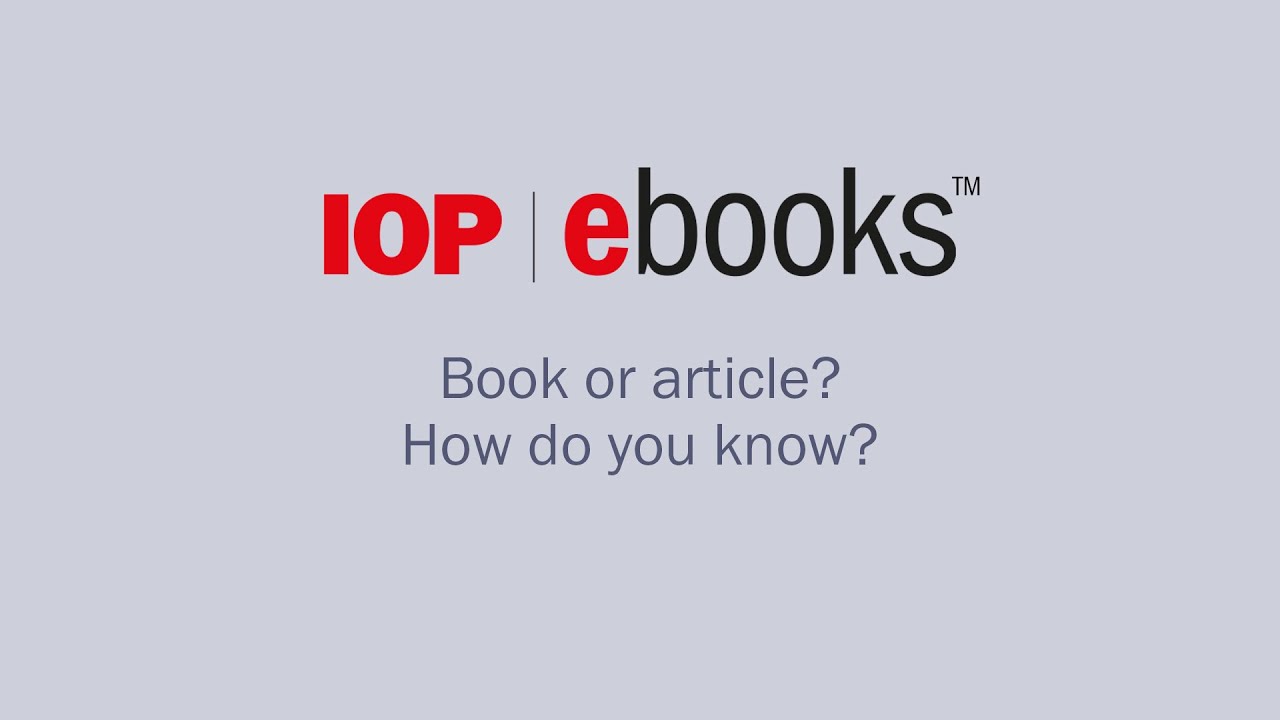 Book or article? How do you know?