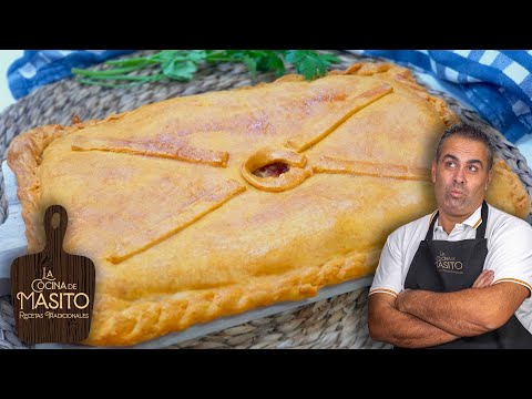 Empanada gallega con un relleno impresiónate, masa fina y crujiente