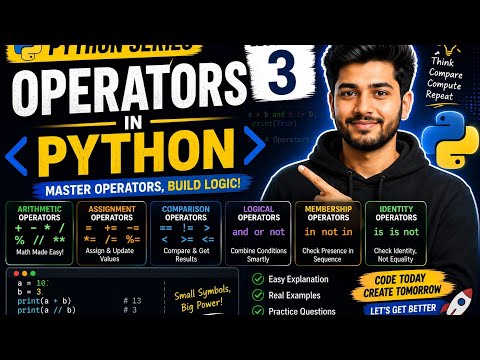 Python Tutorial 3 Operators In Python Arithmetic Comparison Logical Operators Hindi
