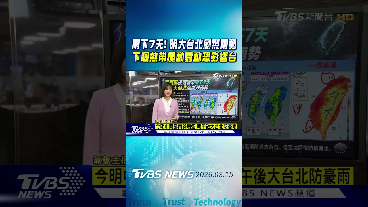 天氣/雨下7天! 週六大台北劇烈雨勢 下週恐有「2熱帶擾動」發展! 氣象專家示警:可能影響台灣|TVBS新聞 @TVBSNEWS01
