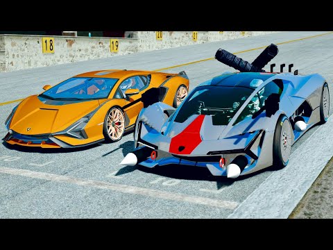 Black Widow Lamborghini Terzo Millennio vs Lamborghini Sian at Top Gear Track