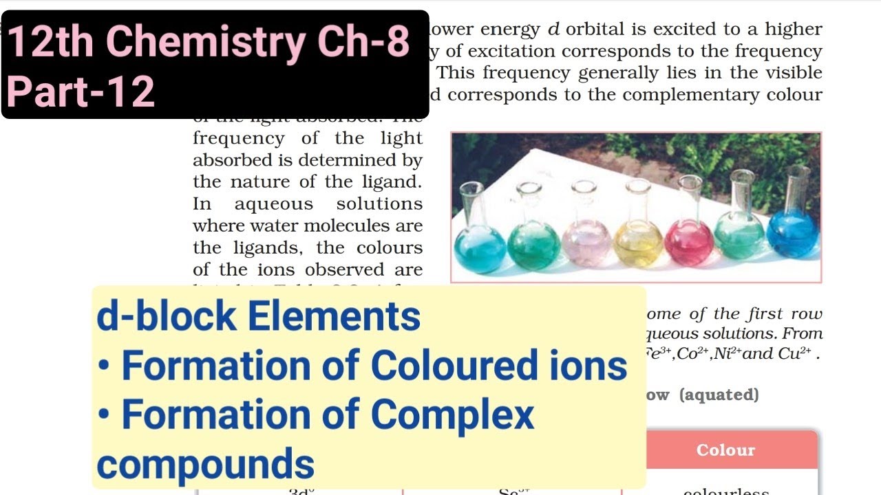 12th Chemistry Ch-8||Part-12||Formation of Coloured ions & Complex comp. of d-block|Study with Farru