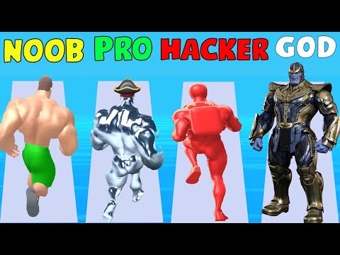 NOOB vs PRO vs HACKER vs GOD in Muscle Rush