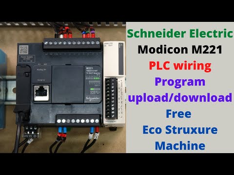Schneider Electric Modicon M221 PLC wiring, program upload/download. Free Eco Struxure Machine. Eng