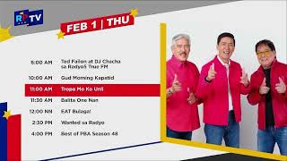 RPTV - Thursday morning and afternoon schedule [01-FEB-2024]