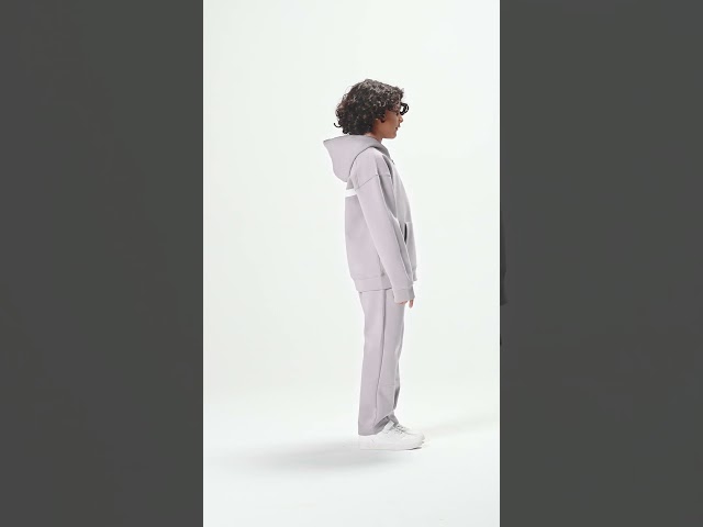 هودي بجيب أمامي أوفرسايز للأطفال للجنسين - رمادي