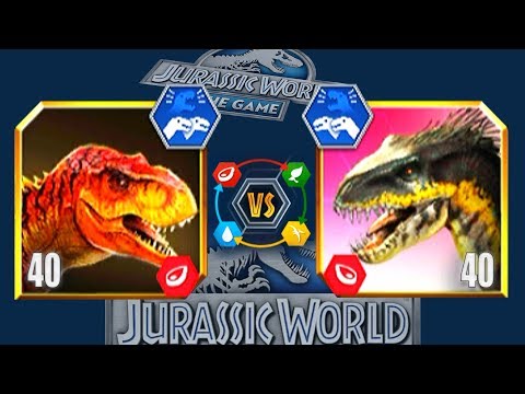 TYRANNOSAURUS REX vs INDORAPTOR | JURASSIC WORLD THE GAME