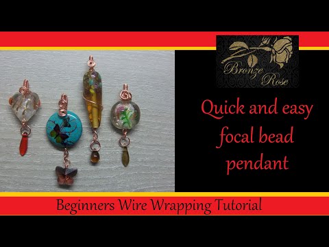 Quick and simple focal bead pendant - wire wrapping tutorial for beginners