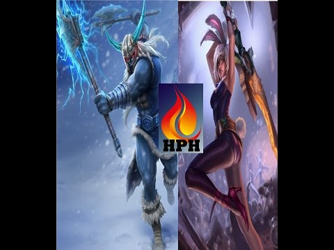 League of Legends S 6.21 Gameplay Top Glariar Olaf vs battle Bunny Riven - Normal