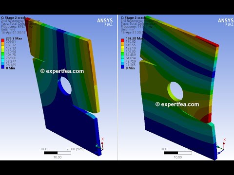 Enlarging the cracks on a fractured part decreases its resonance frequencies - ANSYS Workbench Modal