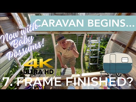 Caravan Begins 7: Vintage caravan camper frame restoration is finished! Featuring baby Possums in 4K