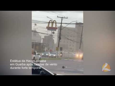 🚨 ATENÇÃO | Estátua da Havan desaba em Guaíba após rajadas de vento durante forte temporal