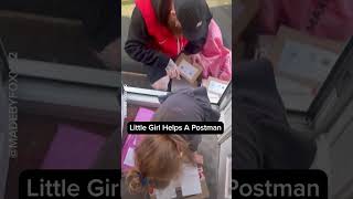 Kind Little Girl Helps Postman