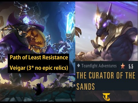 Veigar vs Nasus (3* No Epic Relics) - Curator of the Sands - Teamfight Adventures - Bandle City win