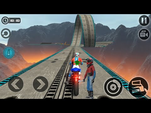 Impossible Moto Bike Tracks 3D - Blue Moto Driving Stunts Big Loop Level 1 to 8 Android Gameplay