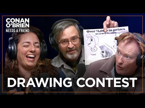 Conan, Sona, & Gourley Compete In A Drawing Contest | Conan O'Brien Needs A Friend