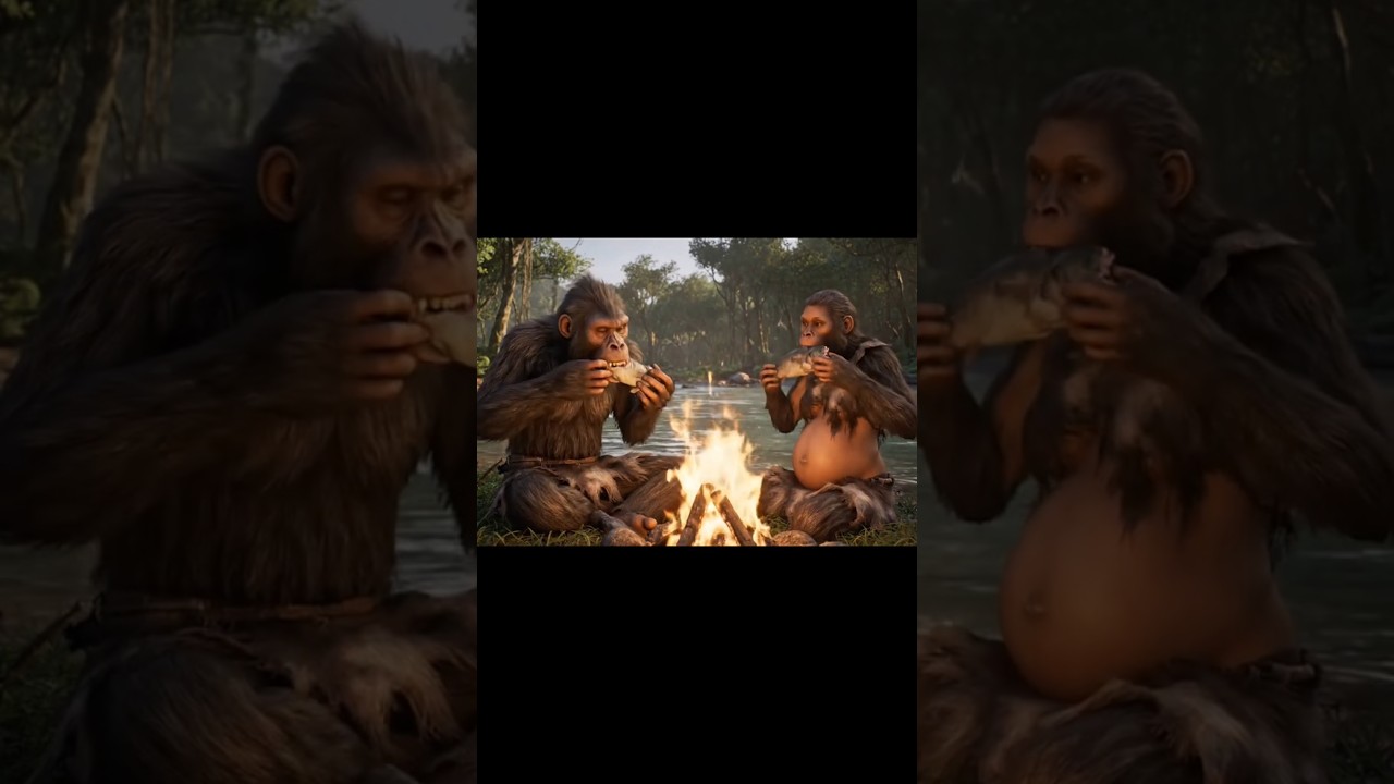 A Fish Feast by the River #Neanderthal #Prehistoric #fishing #neanderthalman #river #earlyhumans