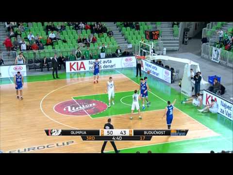 Block by Gregor Hrovat on Darko Planinić (Union Olimpija - Budućnost VOLI, 15.2.2015)