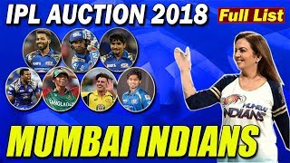FINAL FULL LIST OF MUMBAI INDIANS TEAM | MUMBAI INDIANS TEAM LIST  IPL 2018 | FULL LIST OF IPL TEAMS