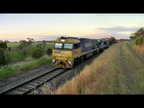 Pacific National 2MA5 Freight Train At Murgheboluc Curves (6/11/2017) - PoathTV Australia Railways