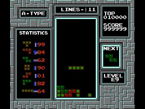 AI destroys NES Tetris (26487 lines cleared)