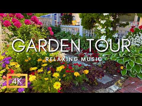 Beautiful Summer Garden Tour & Peaceful Music on Mackinac Island | Flower Garden Design 2025
