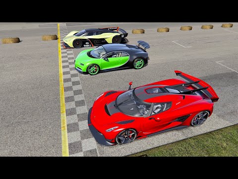 Koenigsegg Jesko with F1 2004 Engine vs Bugatti Chiron NOS vs Aston Martin Valkyire AMR Pro - Monza