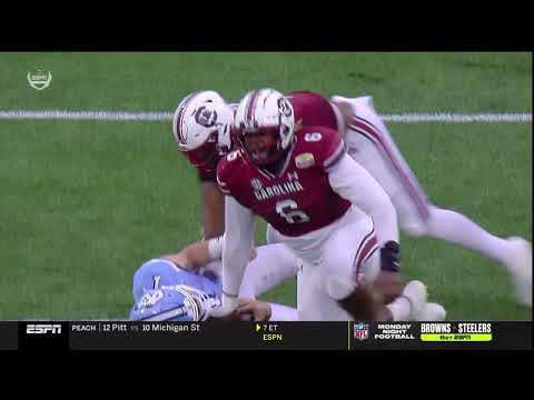 2021 Dukes Mayo Bowl USC vs UNC - Zacch Pickens and Jordan Strachan Sack