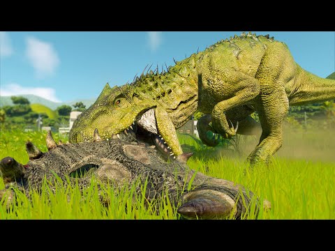 2x INDOMINUS REX vs 10x SINOCERATOPS (DINOSAURS BATTLE) - Jurassic World Evolution 2