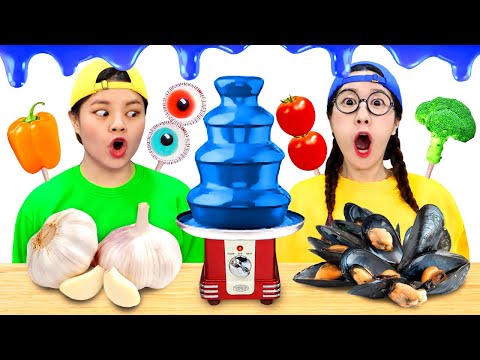 Blue Chocolate Fondue Challenge TIMI ENGLISH 티미 먹방